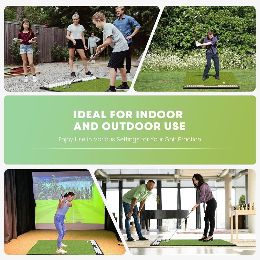 5x4FT Golf Practice Mat with Ball Tray Artificial Turf with Tees