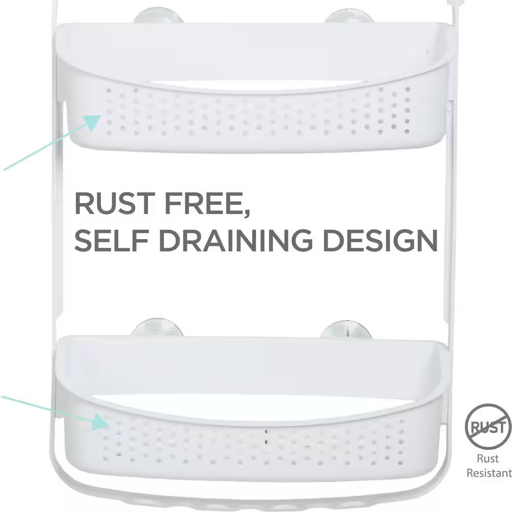 2 Way Convertible Shower Caddy in White