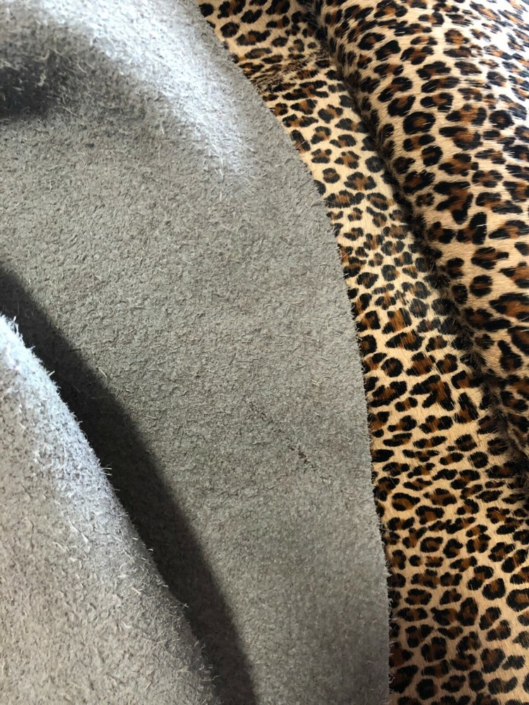Stenciled Cowhide Mini Leopard Persa Printed Cut by Square, Hair On for Wallets