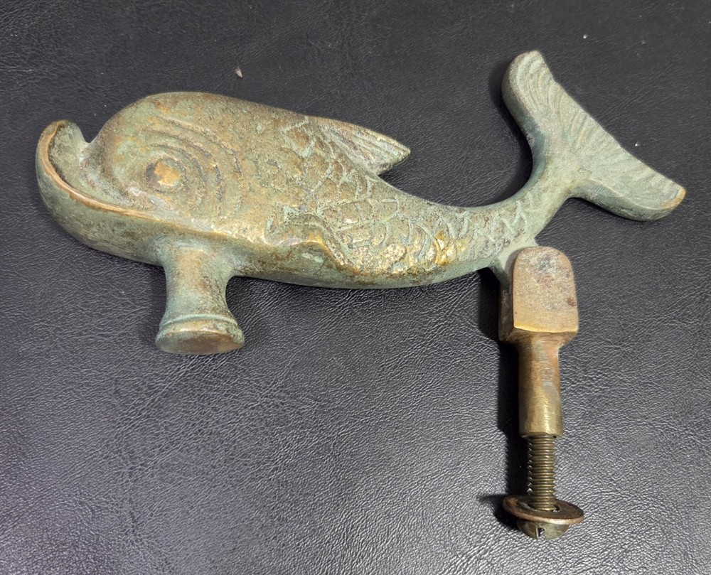 antique brass fish/dolphin door knocker