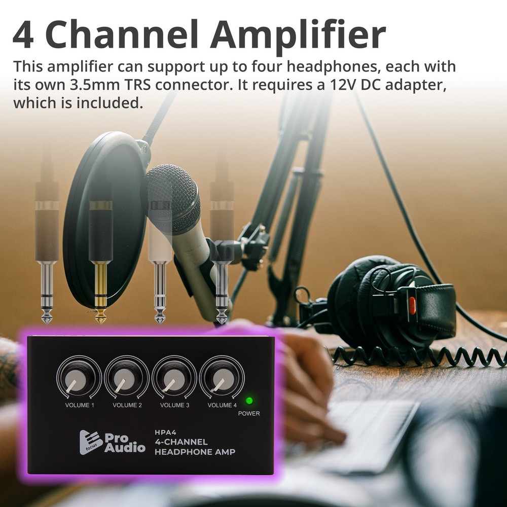 FocusProAudio Compact 4 Channel Stereo Headphone Amplifier DC Power Adapter