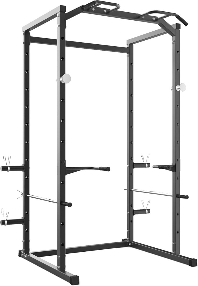 Cage Squat Rack 1100LB with Pull-Up Bar, Adjustable Safety Bars Bench Press Rack