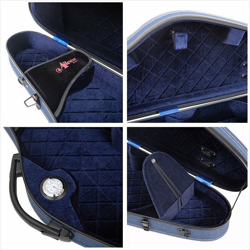 Violin Case, Ultra Light, Waterproof Case with Hydrometer, Aileen RED