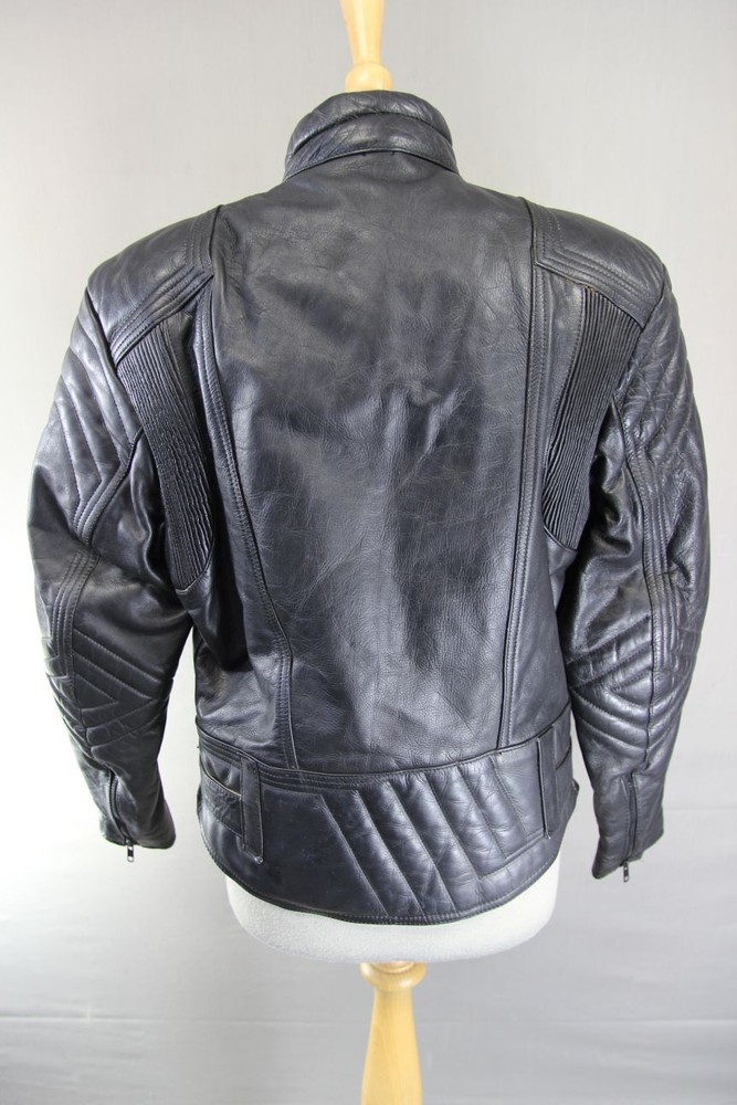 DYNAMIC LEATHERS CLASSIC BLACK COWHIDE BIKER JACKET 36-38 INCH