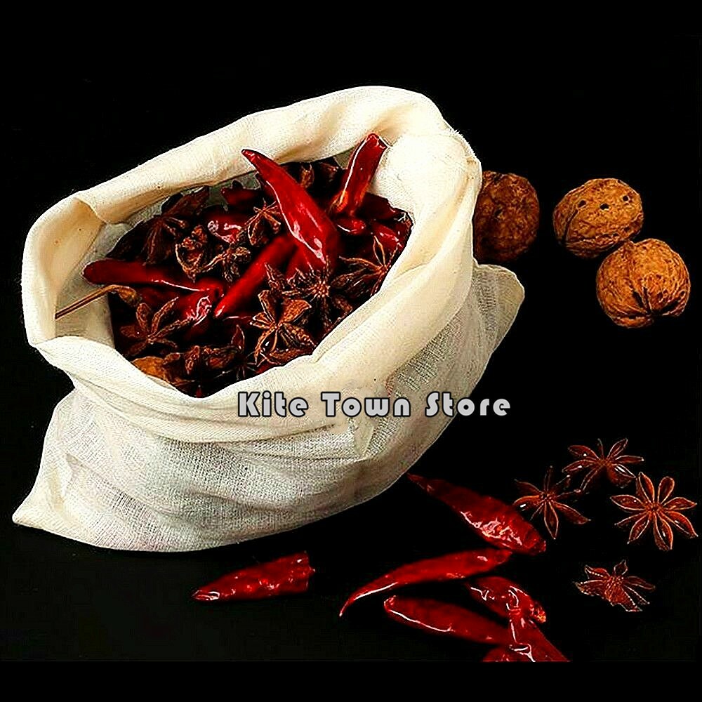 100/300 Cotton Muslin Drawstring Bags Coffee Tea Bath Soap Herb 3x4 4x6 6x8 8x12