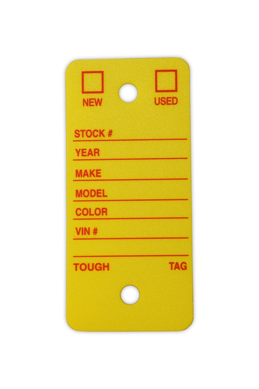 Car Dealer Key Tags, Tough Poly Rigidene Style, 500 Survivor Style Yellow Tags