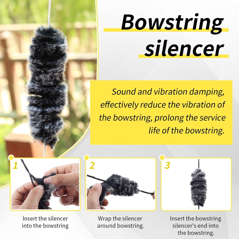 Bow String Silencers for Recurve Bow, Bow String Silencer Set with Fur Arrow ...