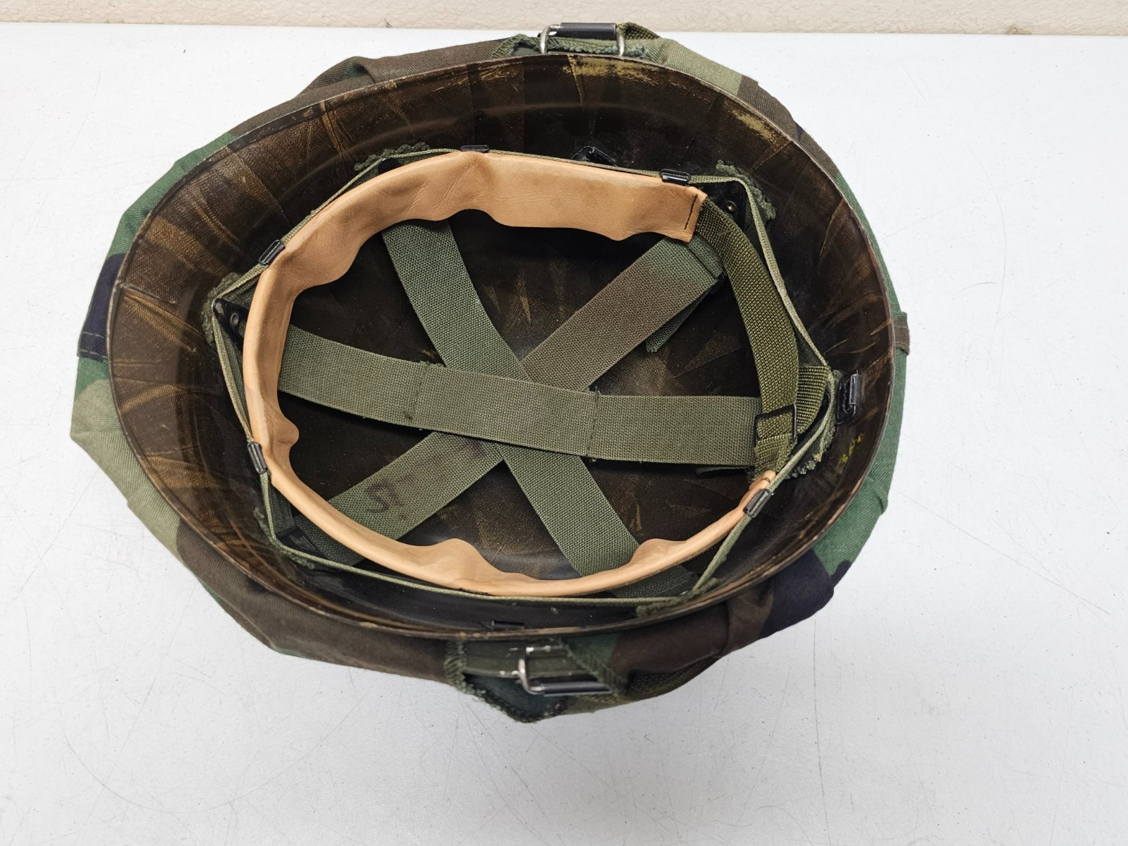 1950s US Army M1 Helmet w/ Green Metal Chinstrap & Liner