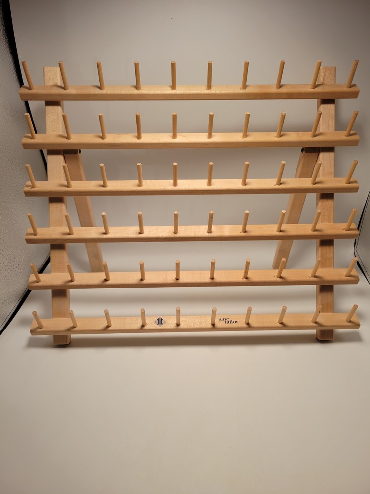 June Tailor 60 Sewing Thread Spool Holder Standing, Folding Wooden Rack
