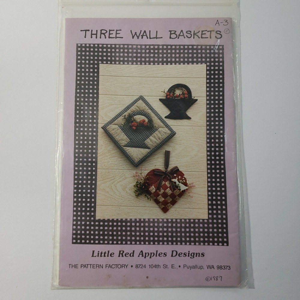 Little Red Apple Designs Three Wall Baskets Craft Quilt Patterns Wall Decor