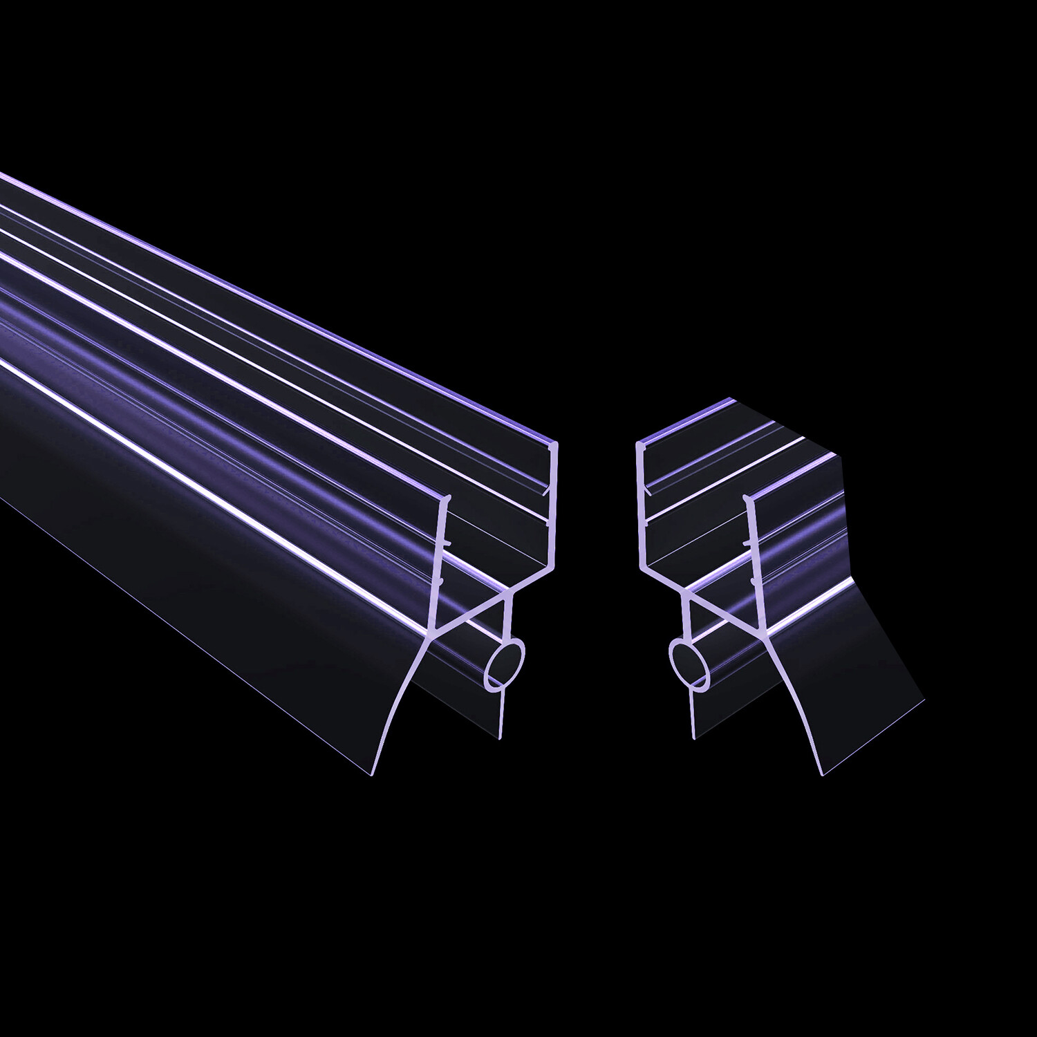 2-Pack Shower Door Bottom Seal Plastic Strips 36" Length Glass Door Seal Strip