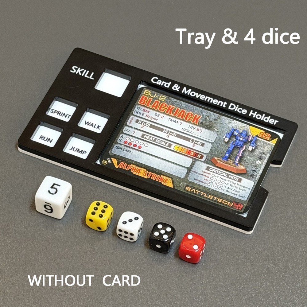 Dice and Tray Board Dice holder For Battletech Stats Modifier Bundle Movement