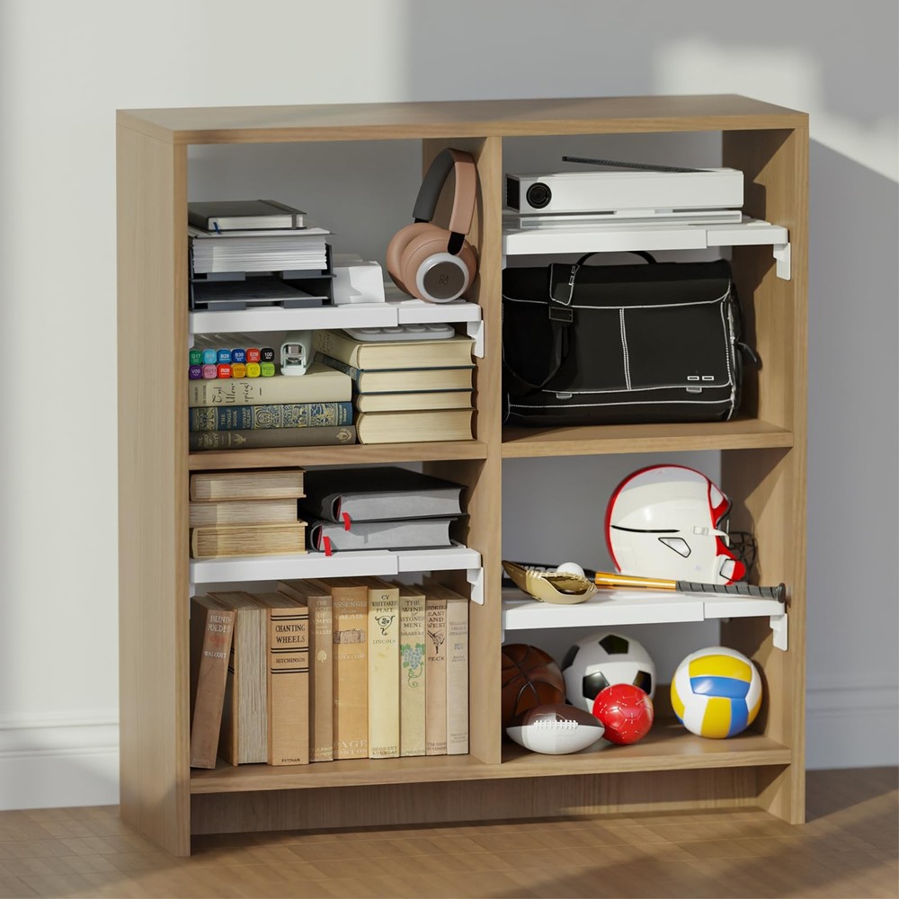 Adjust-A-Shelf Locker Shelf Adjustable Extending Organizer For School White