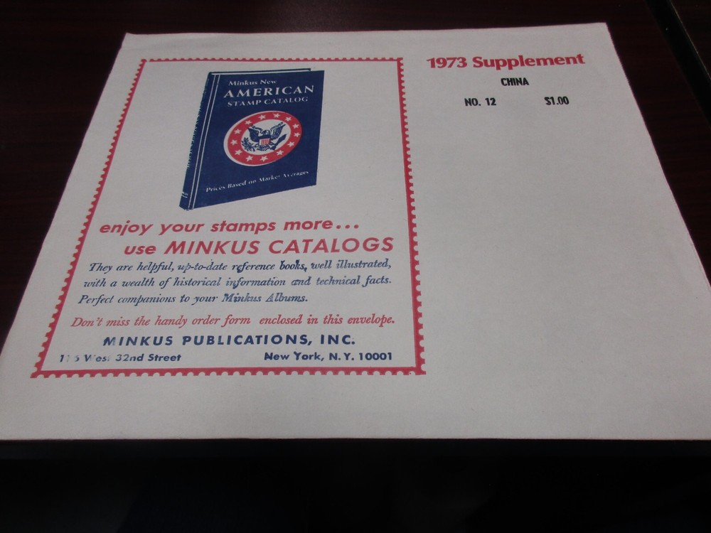 "MINKUS" 1973 SUPPLEMENT CHINA   W/FREE SHP.