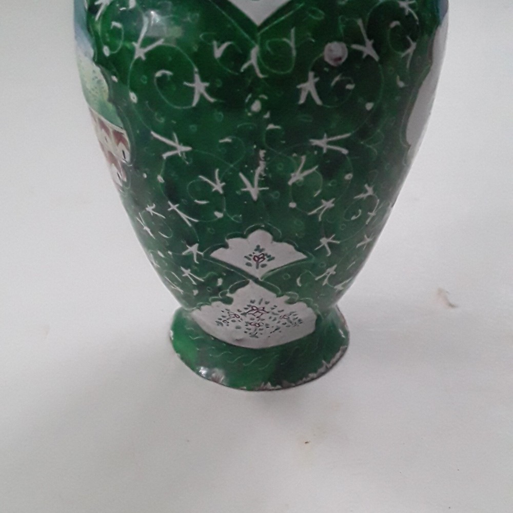 Antique Persian Enamel Copper Vase