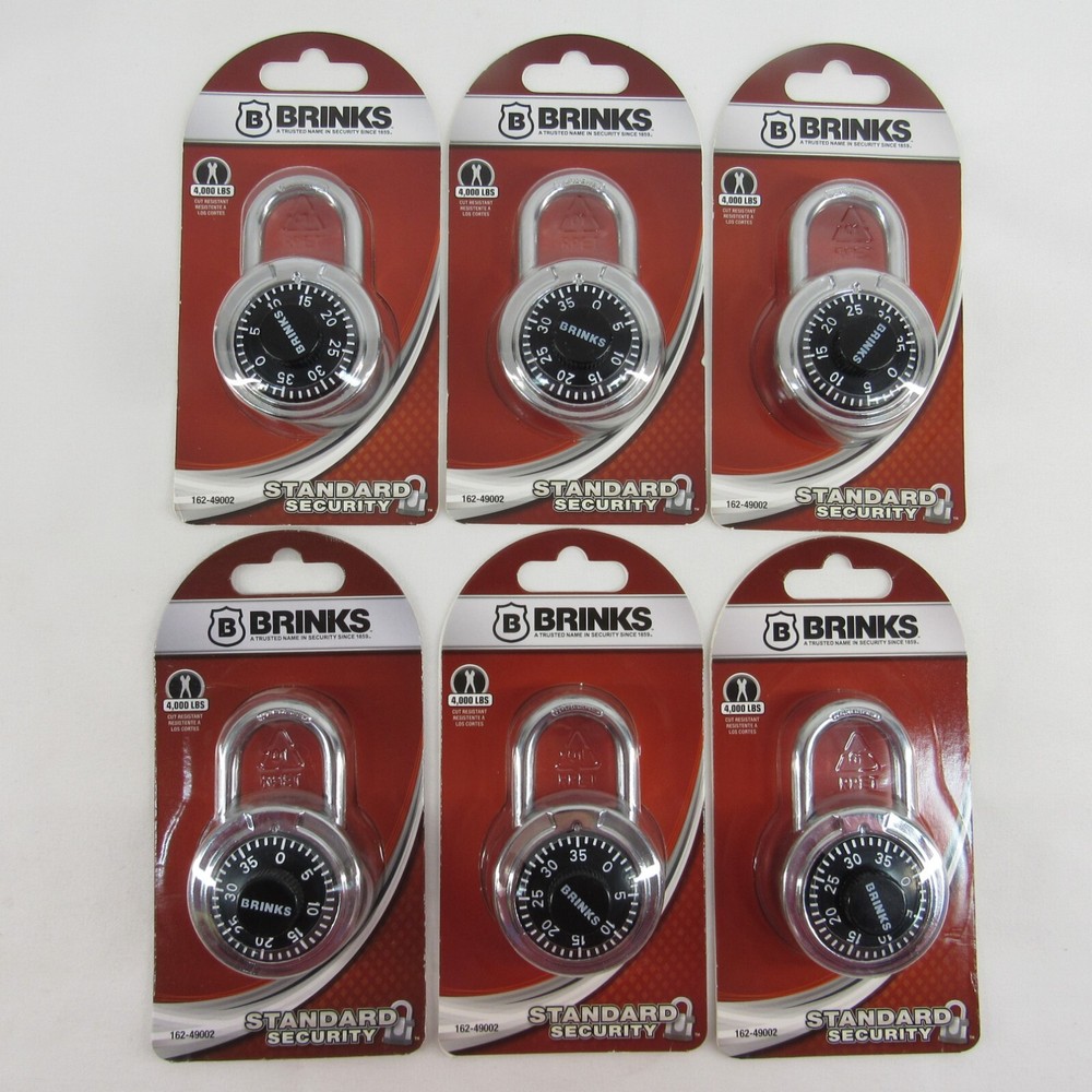 Qty. 6 Brinks Padlock Standard Security 3 Dial Combination Lock #162-49002