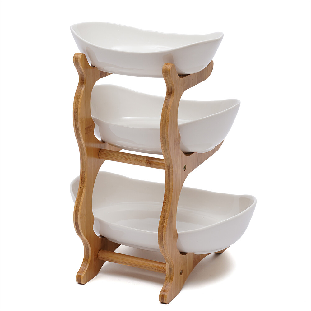 3-Layer Fruit Tray Storage Rack Vegetables Snacks Storage Plate Holder White NEW