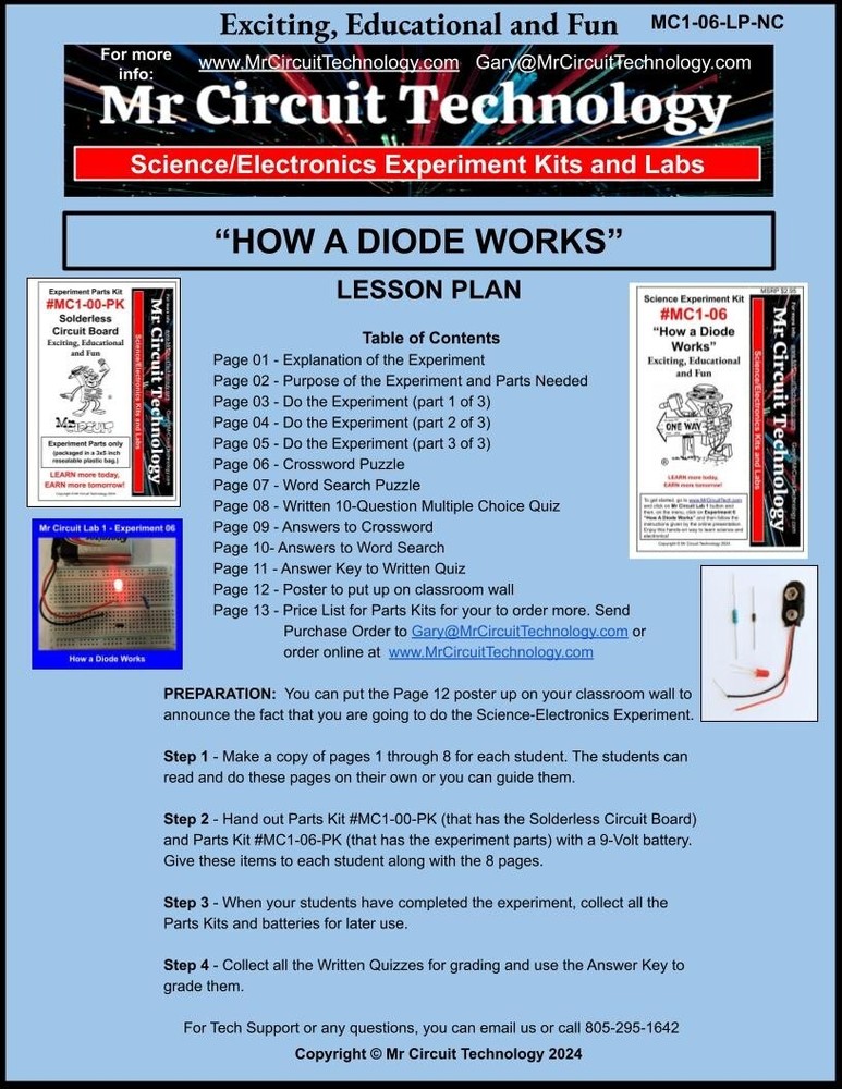 5th Grade- Lesson Plan #Exp06 "HOW A DIODE WORKS" Science-Electronics