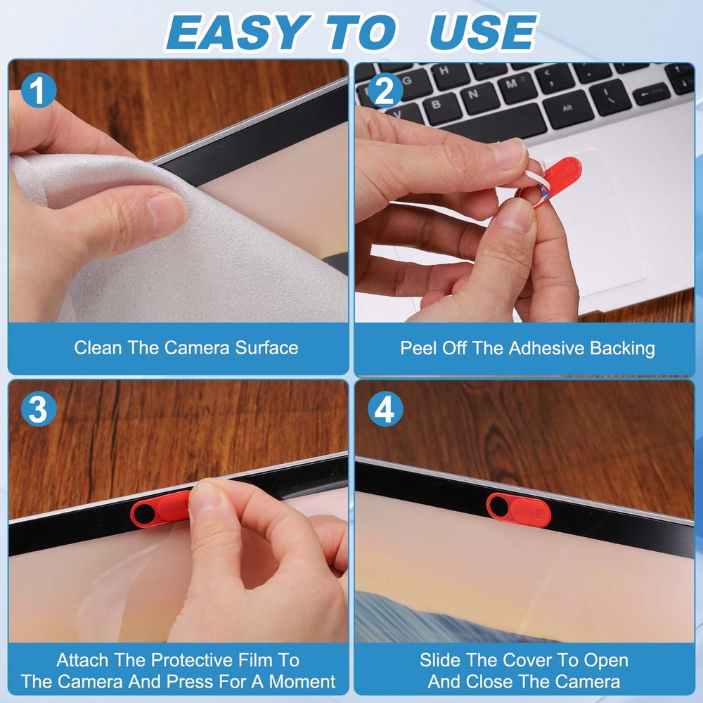 12Pcs 1.1" x 0.43" Computer Camera Cover Slide Thin Camera Blocker, White