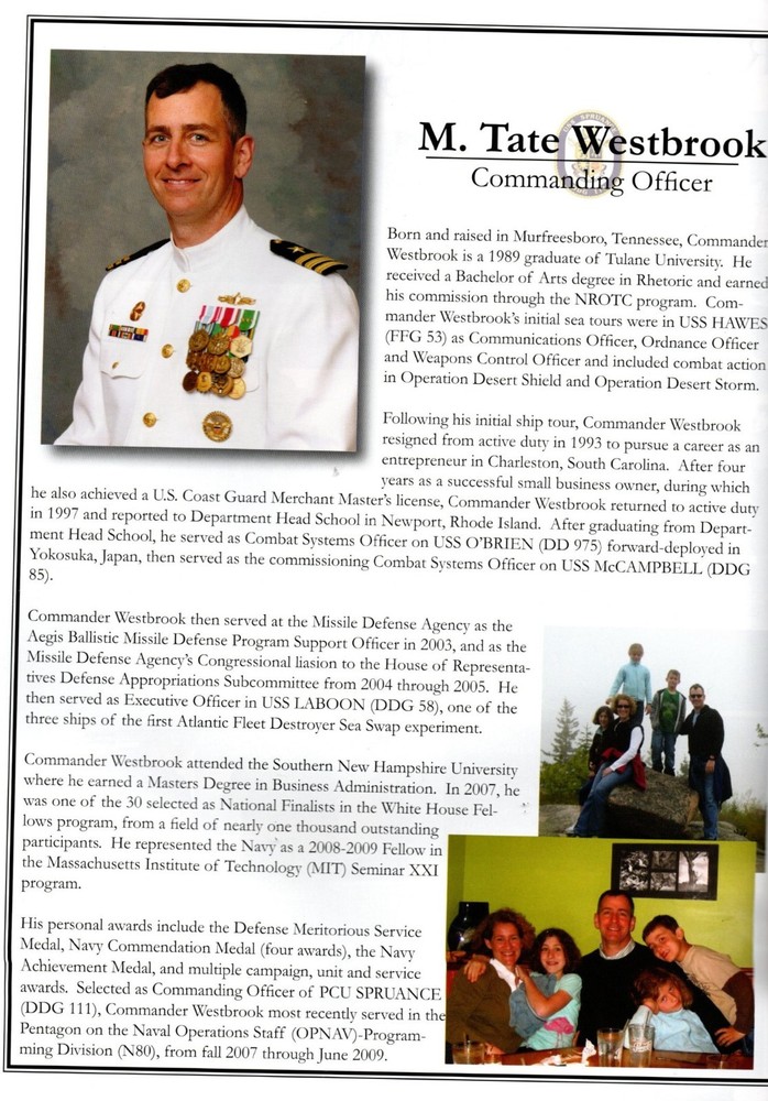 ☆ USS SPRUANCE DDG-111 NAVY AEGIS DESTROYER COMMISSIONING PROGRAM 2011 ☆