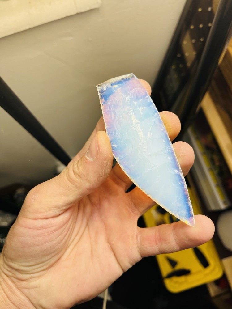 4” Opal Glass Flintknapped Knife Blade.