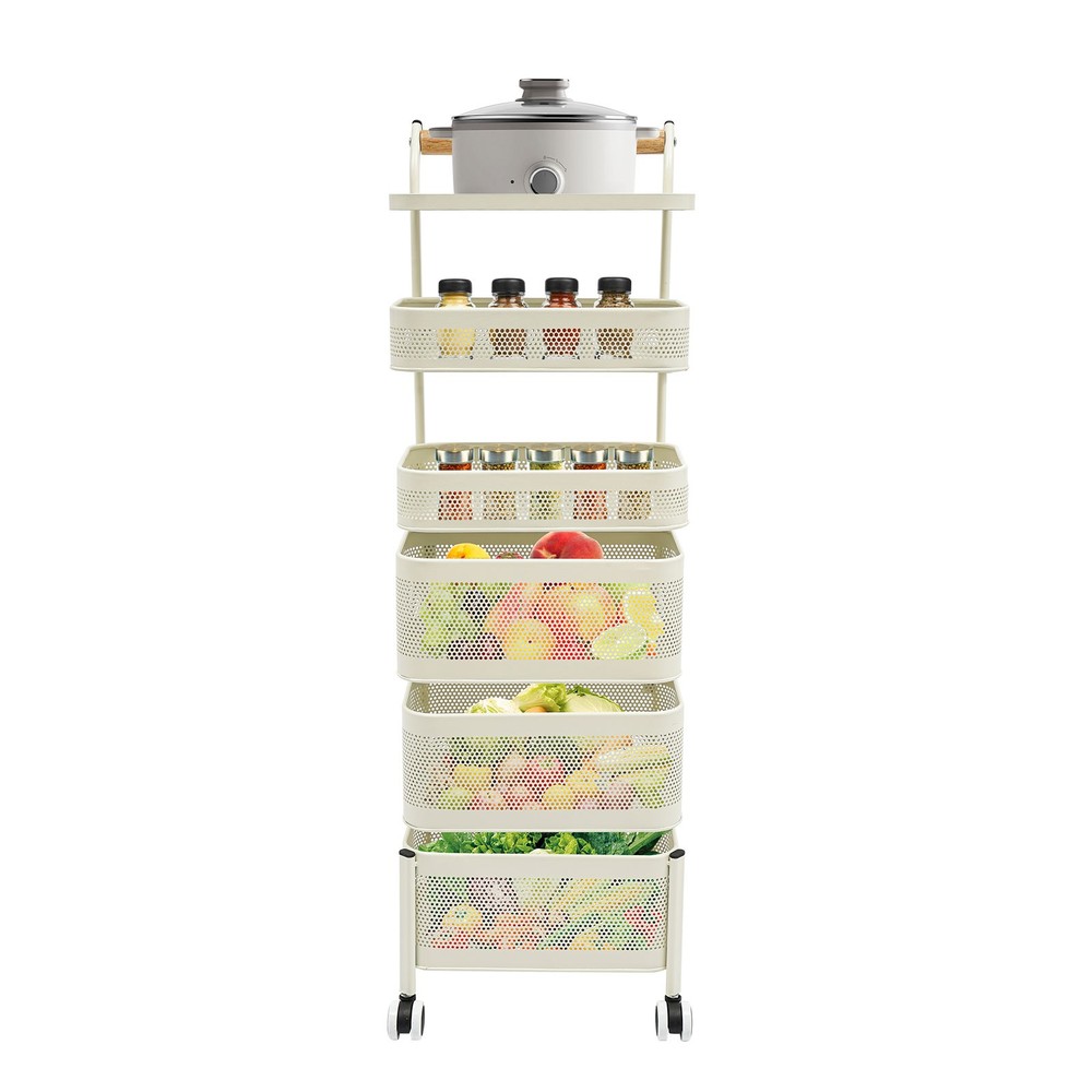 6 Tier Vegetable Rotating Basket Rack Fruit Snack Storage Kitchen Organizer