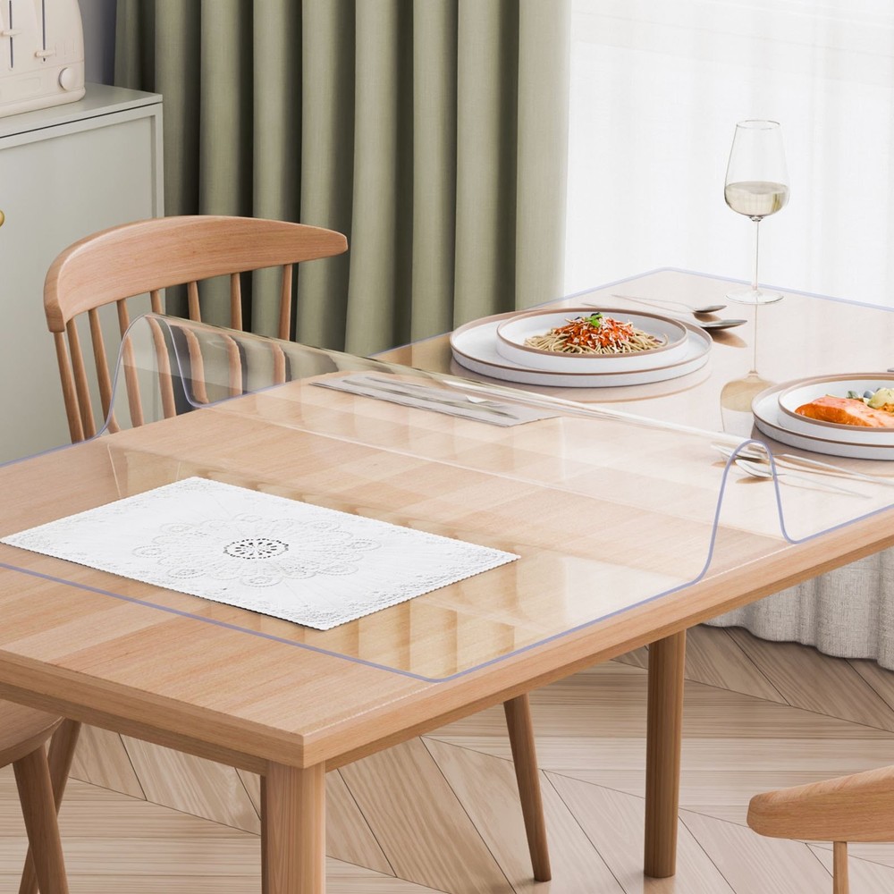 Plastic Table Cover, 42 x 60 Inch 2.0 mm Thick Clear Table Protector, Rectangle