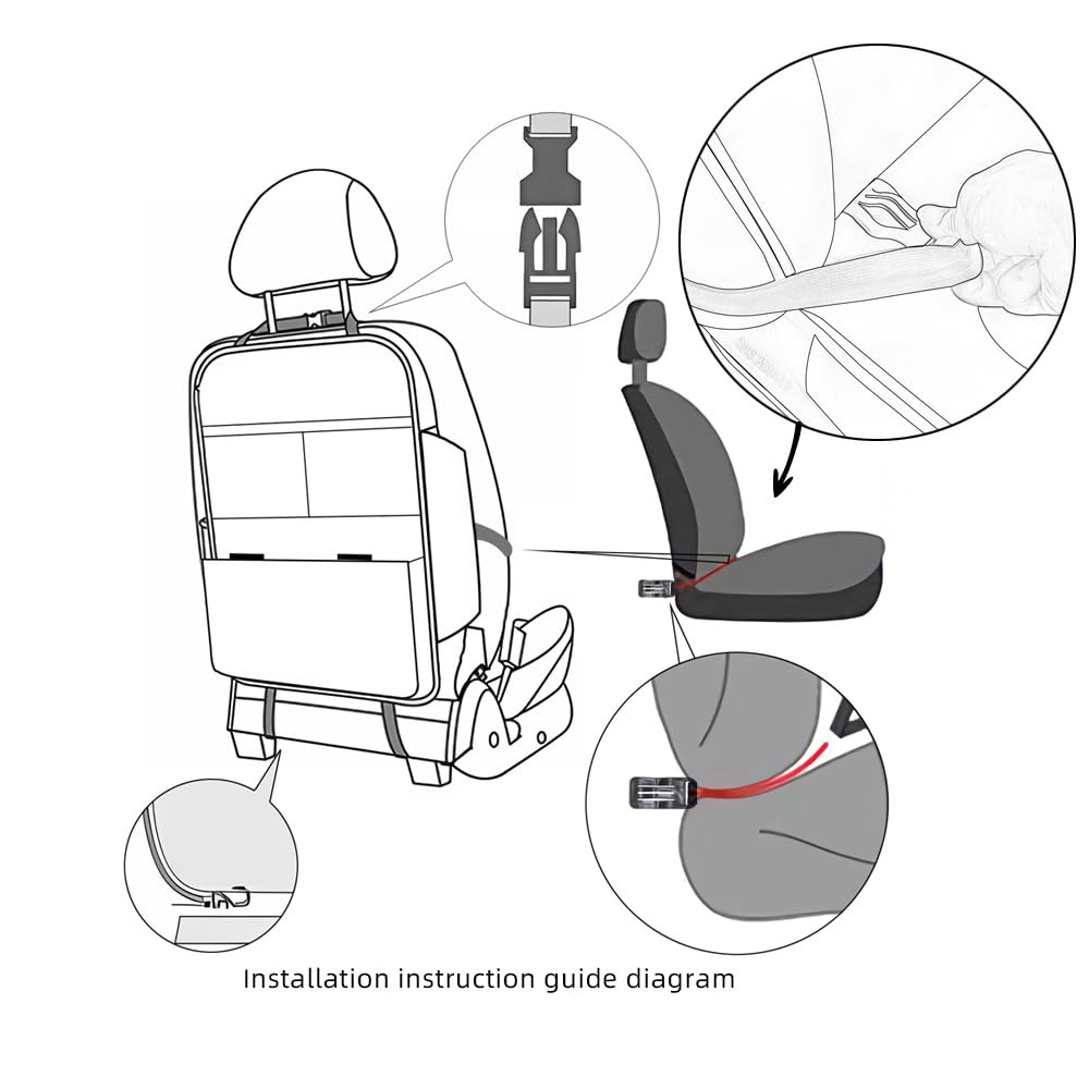 TAIKOO Seat Back Protector + Large Capacity Pocket Storage Black