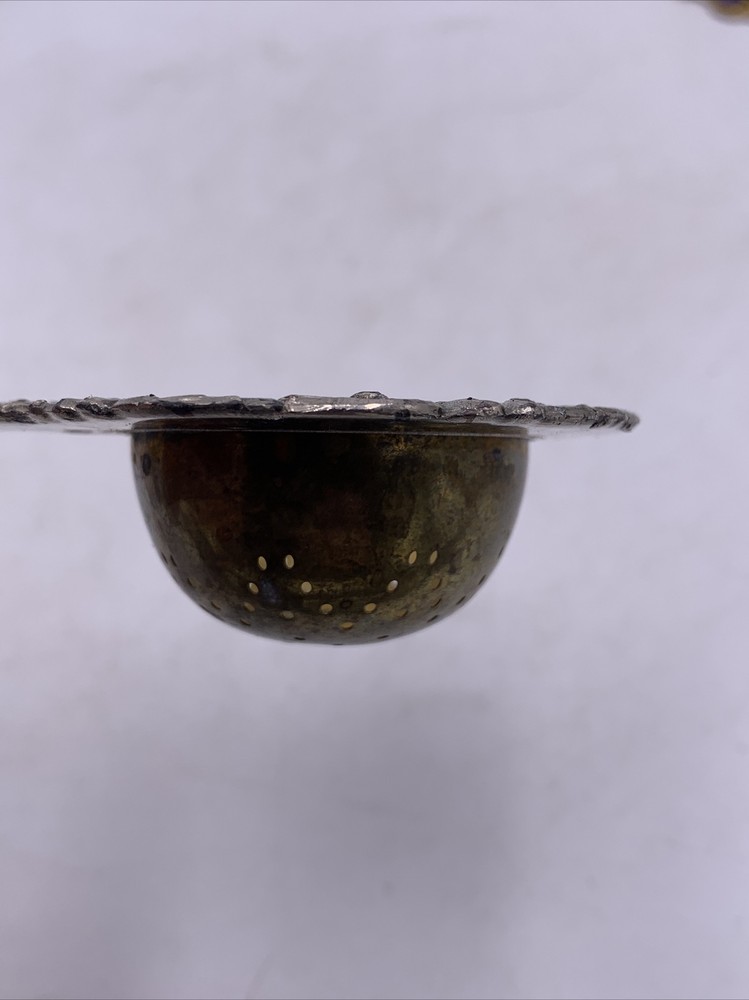 Antique German Silver Brass Tea Strainer 4”