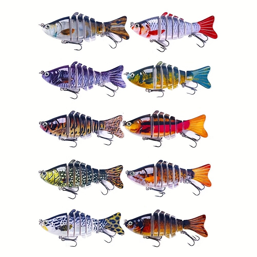 10 - Piece Multi - Section Artificial Lures, Bionic Wobbler Baits for Fishing