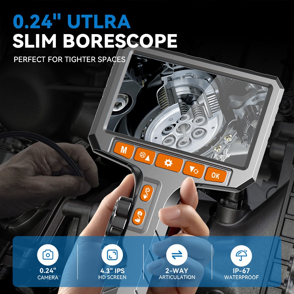 NEW SALE! 2-Way Articulating Borescope Camera w/ Light Endoscope 360° Inspection