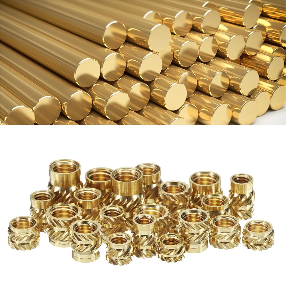 100Pcs M6 Threaded Inserts Brass Heat Set Insert M6X5Mm, OD 8Mm Knurled Insert N