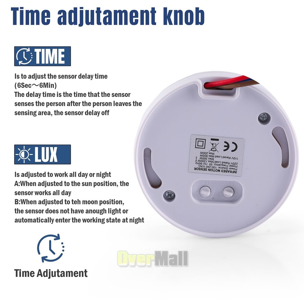 US Surface Mount PIR Ceiling Occupancy Motion Sensor Detector Light Switch 360°