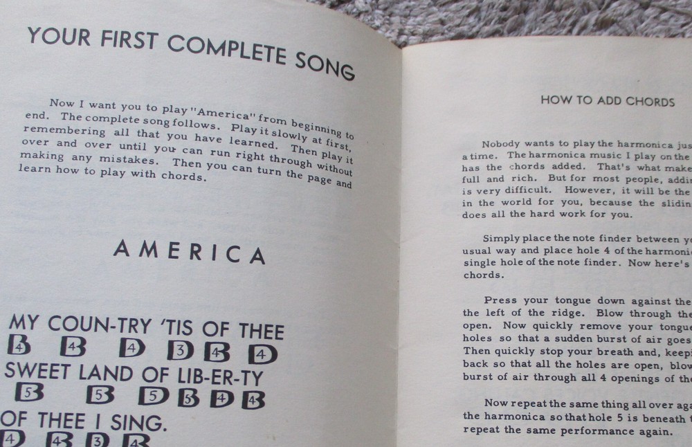Vintage booklet Jay Turner's Speed Method Harmonica Course 1950's sliding note