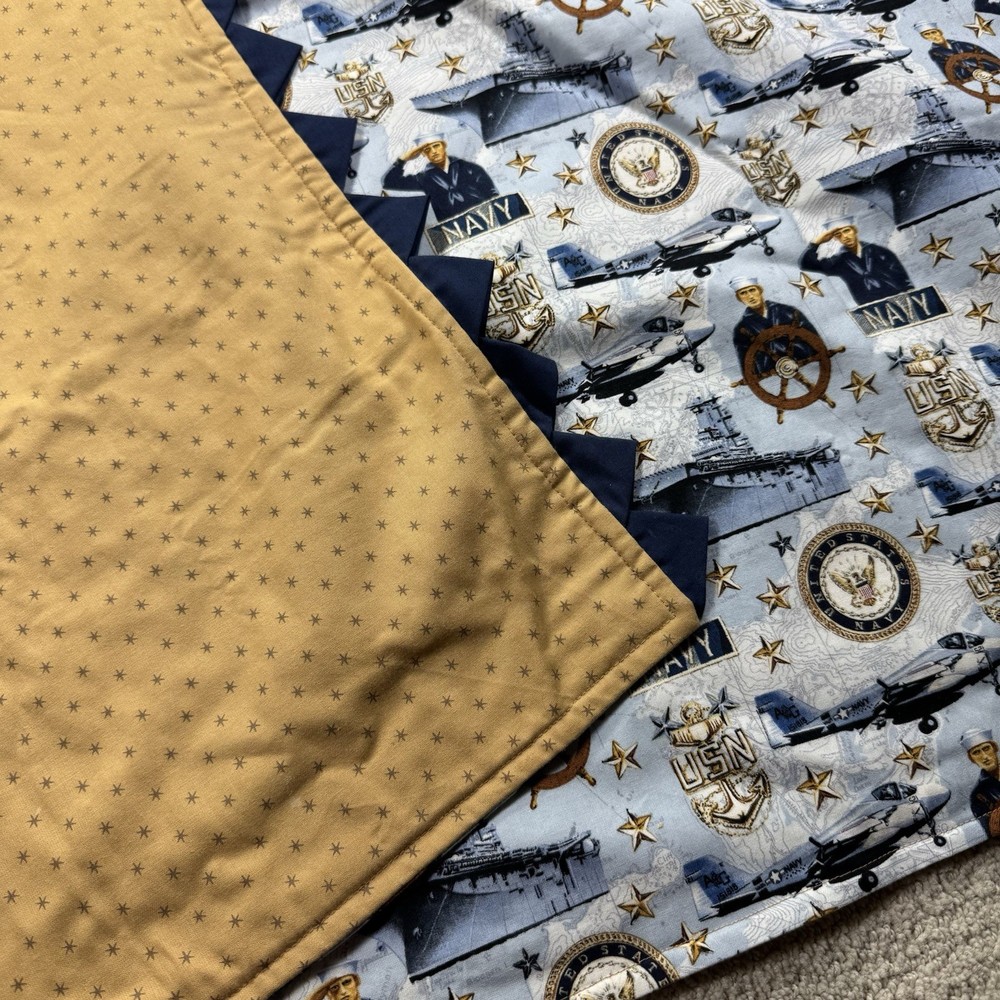 Handmade Single Stitch U.S. Navy Throw