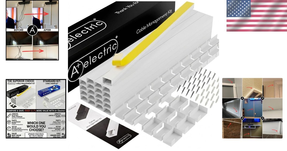 Customizable 315" Cable Raceway Kit - Effortless Installation for Clean Spaces