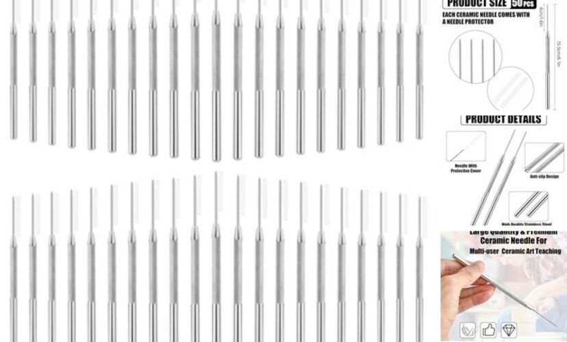 Lainballow 50 pcs Clay Needle Tools, Clay Modeling Tools, 6 in Ceramic Needle