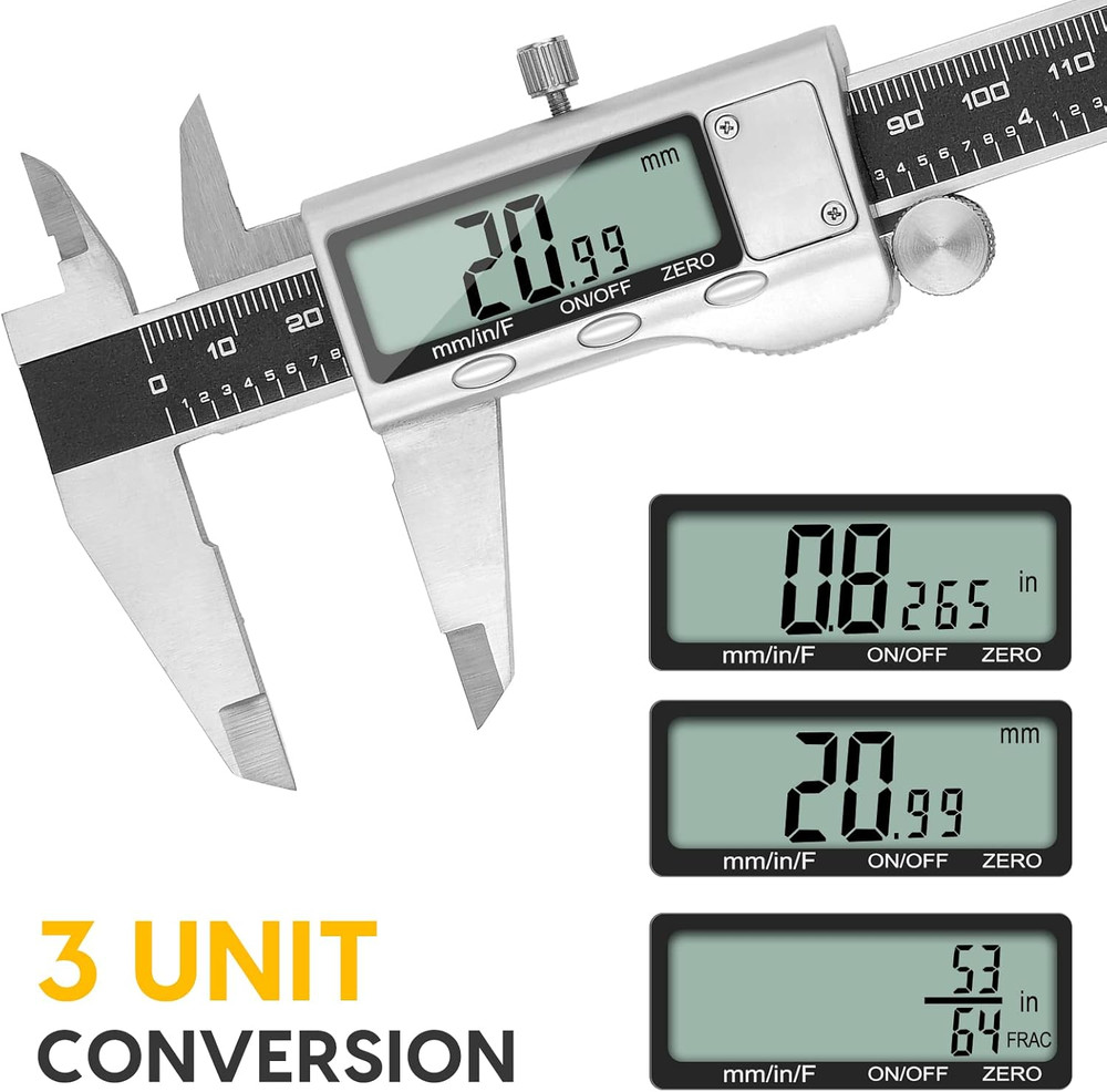 Digital Caliper Measuring Tool, 6 Inch Caliper Tool with Large LCD Screen, Easy