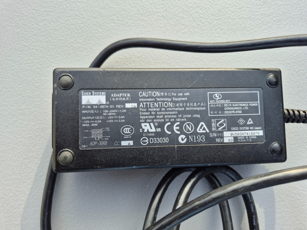 Genuine Cisco Systems AC Adapter Model 34-0874-01 Tested