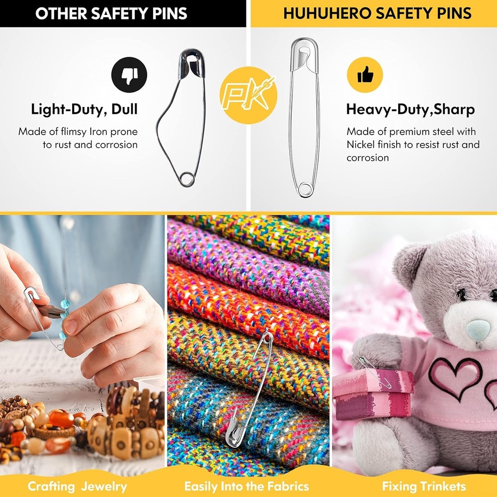 Large and Small Safety Pins Assortment