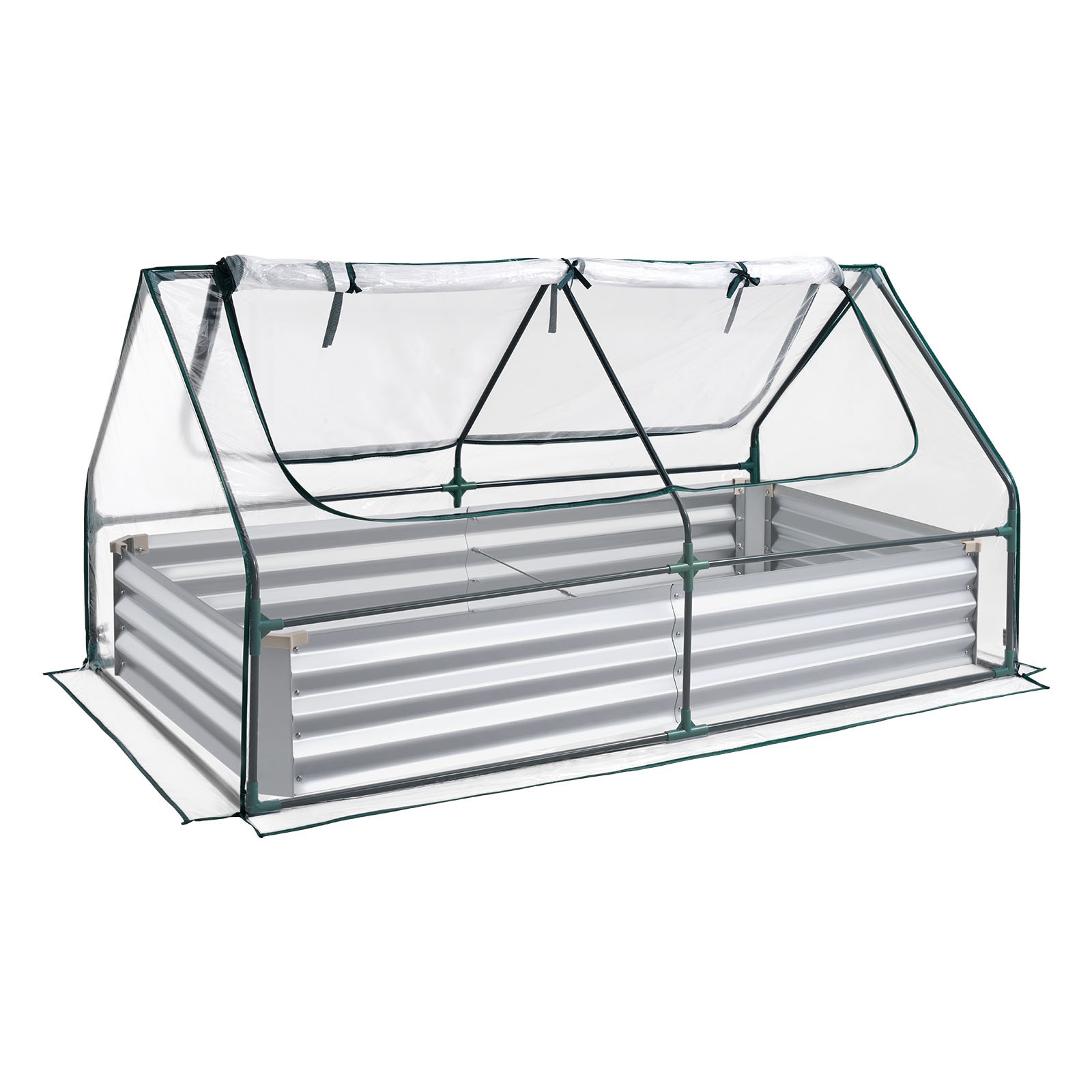 Uimoso Metal Raised Garden Bed with PE Greenhouse Cover, 6x 3 x 1 ft Planter Box