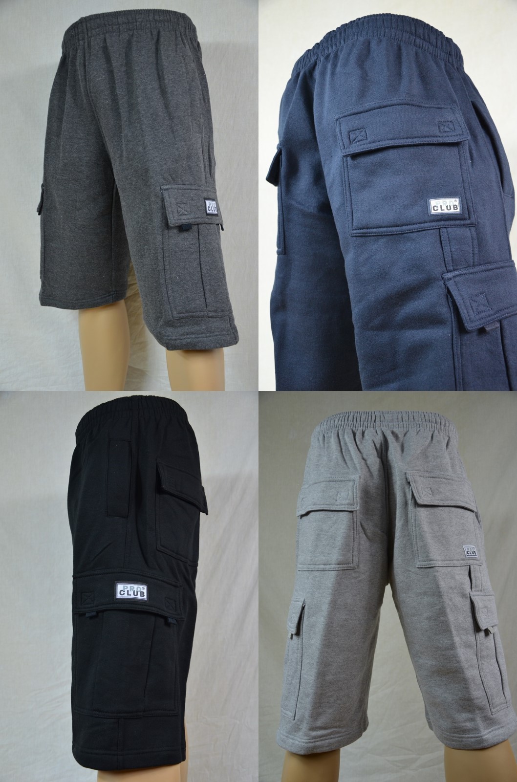 NWT Pro Club Heavy Weight Fleece Cargo Shorts Mens Sweatpants Pocket S-7XL