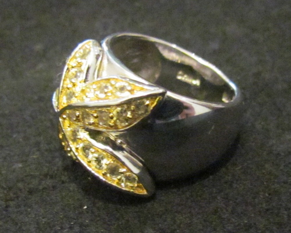 Ring silver 925 rodinated with citrines