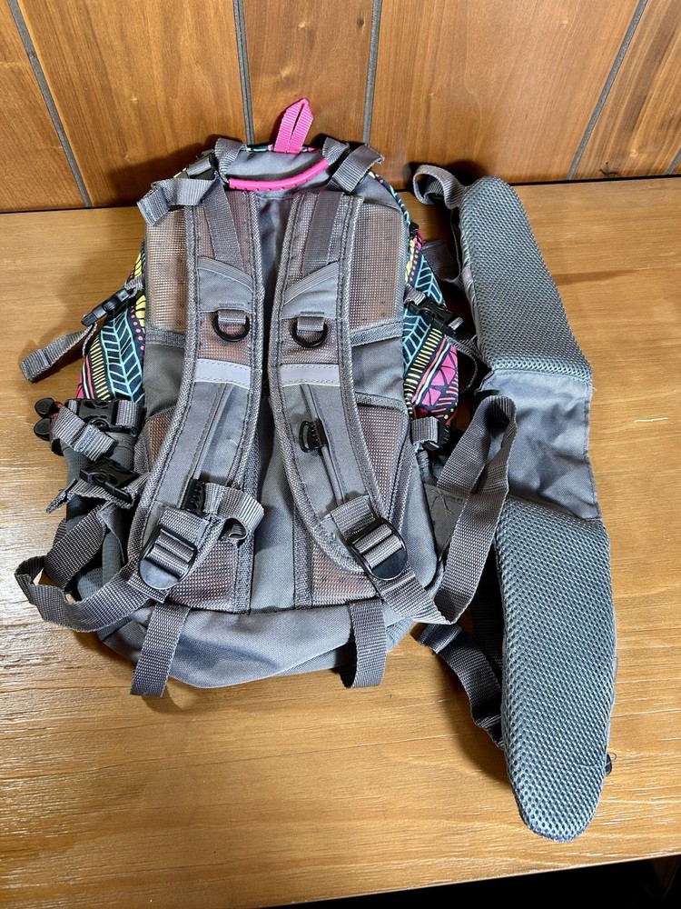 Coleman Hydration Backpack Multi Pocket Adjustable Straps Aqua And Gray