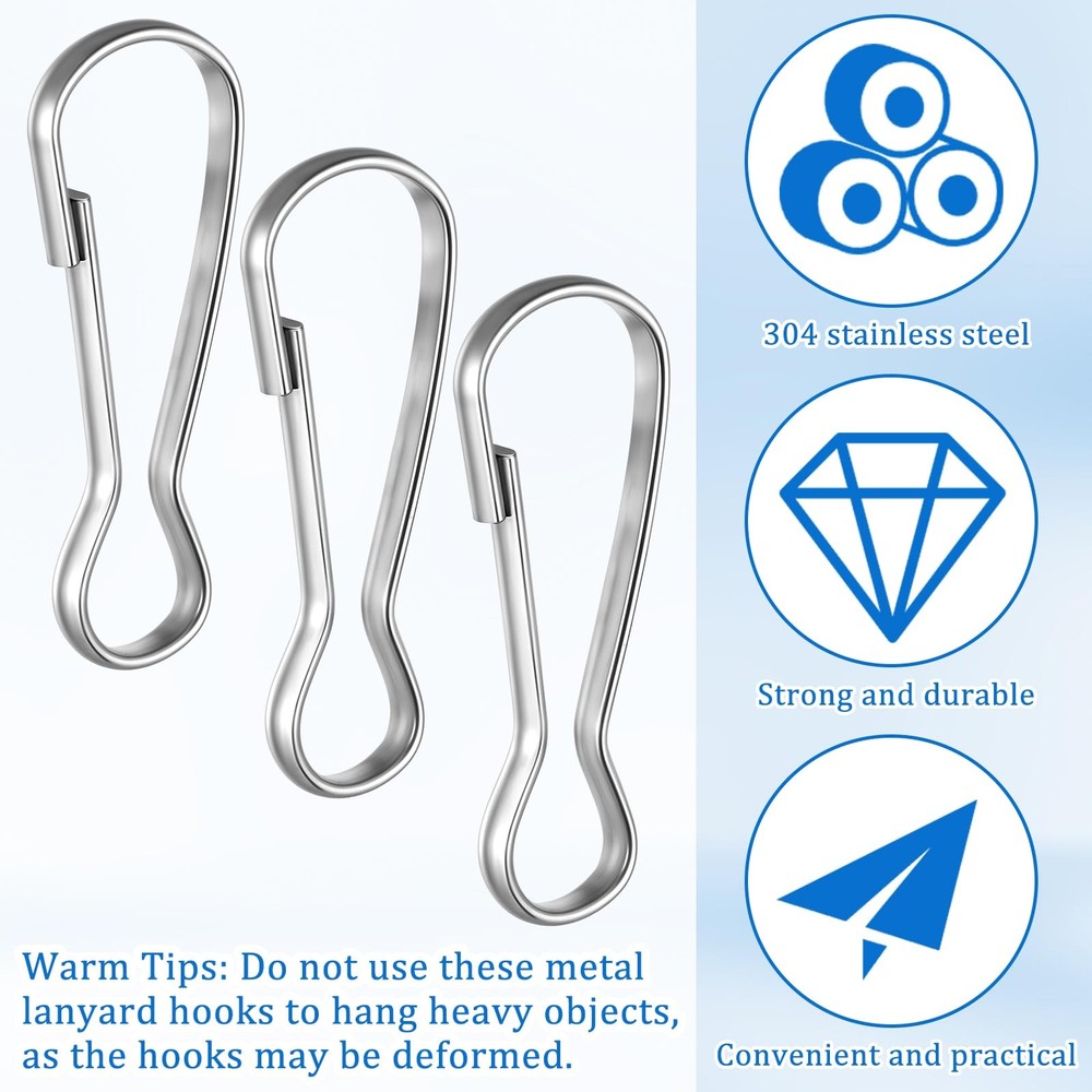 100 PCS Stainless Steel Spring Lanyard Hooks, Small Snap Hooks Silver