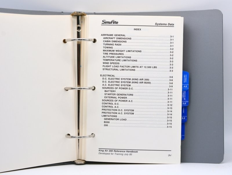 SIMUFLITE KING AIR 200 REFERENCE HANDBOOK, 1985
