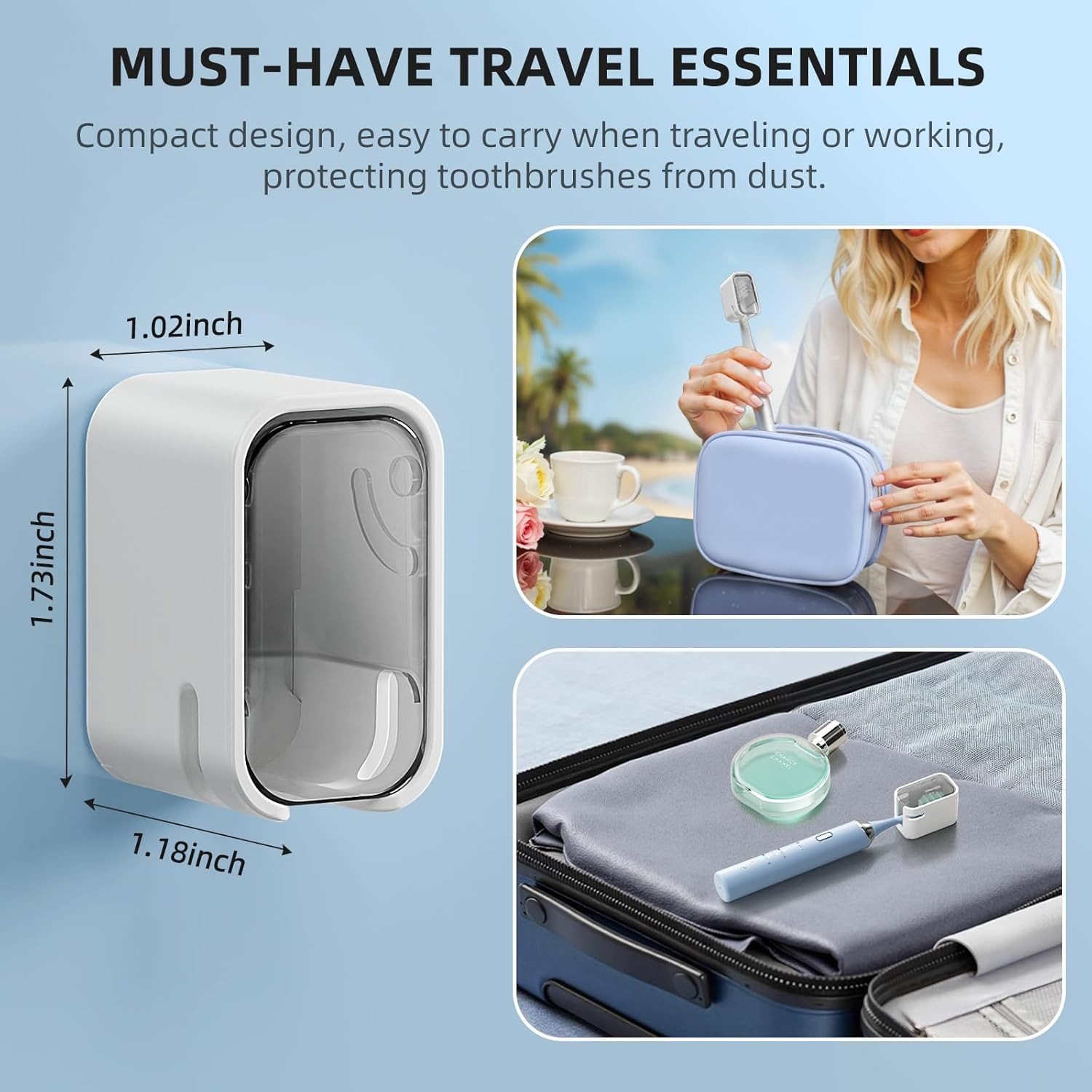 Travel Toothbrush Head Cover 2PCS, Electric Toothbrush Covers Caps, Ventilated T