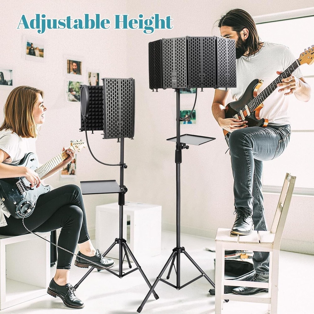 Microphone Stand With Isolation Shield Pop Filter Studio Equipment Tripod