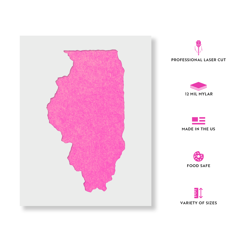 Illinois State Stencil - Durable & Reusable Mylar Stencils