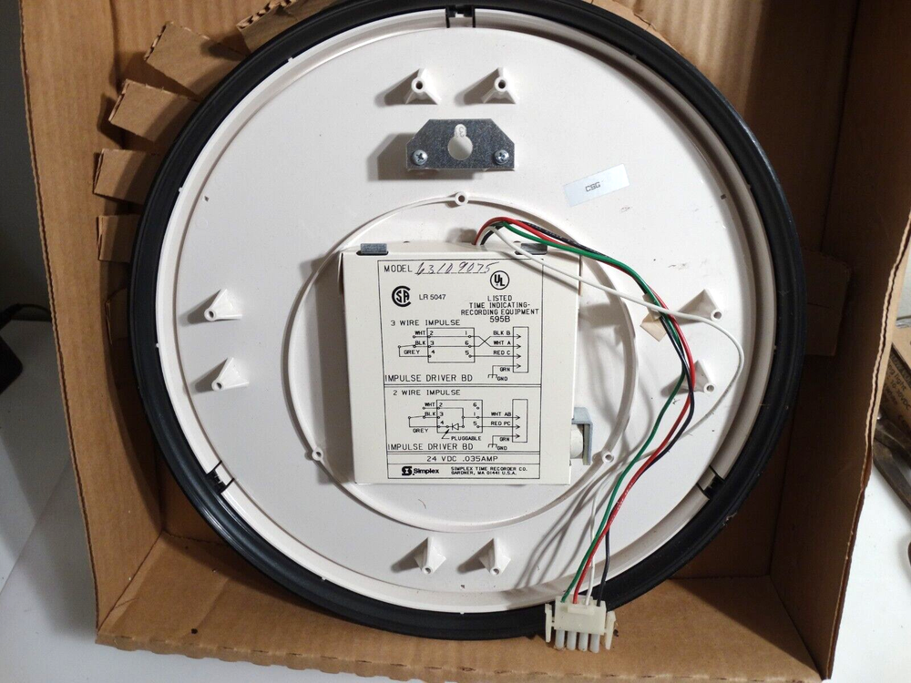 SIMPLEX 6310-9075 IMPULSE 12" ROUND SLIMLINE BLK CLOCK 24VDC